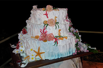 Marine-themed table detail